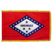 Arkansas flag with fringe. Arkansas flag with gold fringe. Arkansas indoor flag. Arkansas presentation flag. Arkansas parade flag.