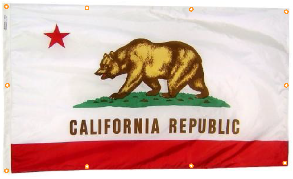 California Flag With Grommets Along with Edges for Wall Hanging