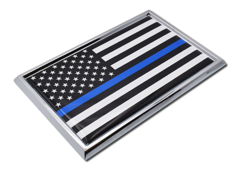 Thin Blue Line American Flag Car Emblem