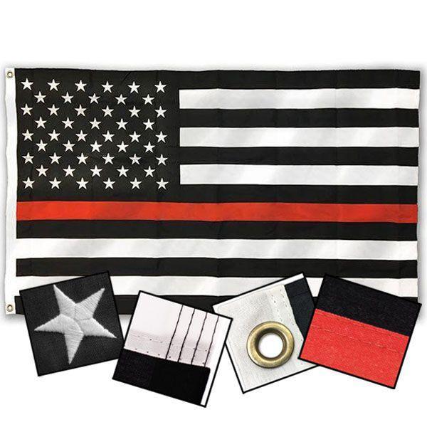 Sewn Thin Red Line American Outdoor Flag