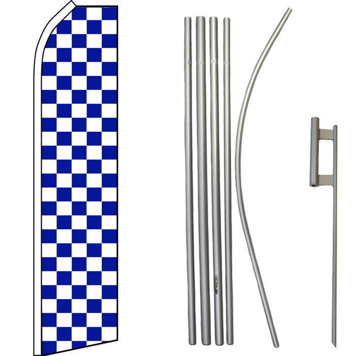 Blue & White Checkered Feather Flag Kit