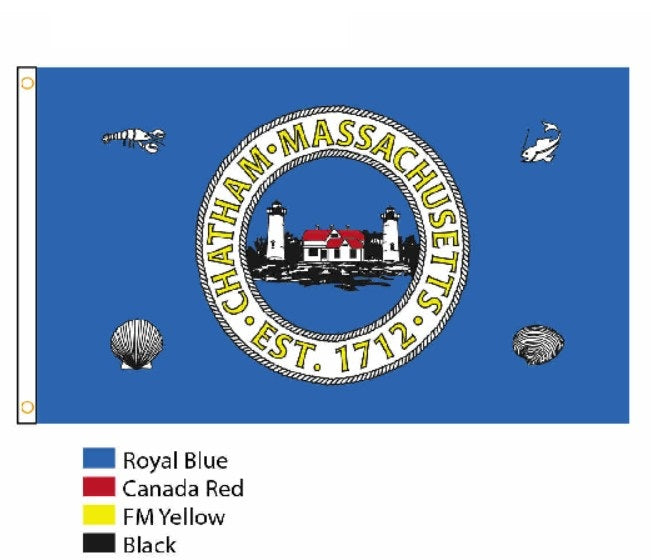 Chatham Massachusetts Printed Flag - 3'x5' - Nylon - Single Reverse - Heading & Grommets