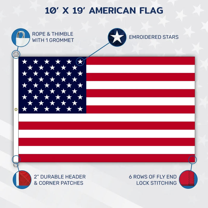 10'x19' American Flag for Sale by Flagman of America Made in USA