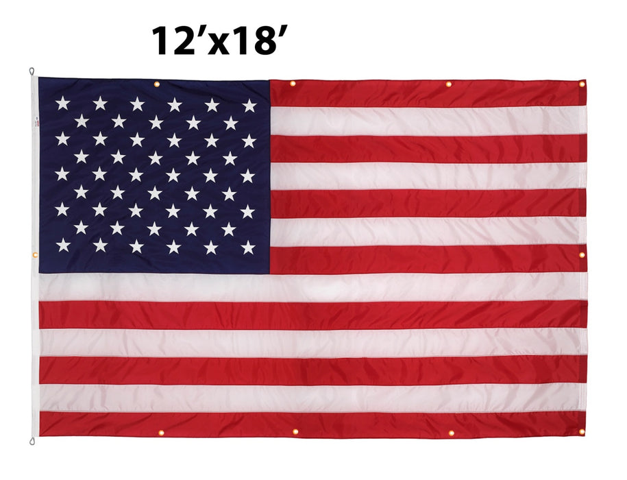 American flag for wall mounting with grommets along the edges.