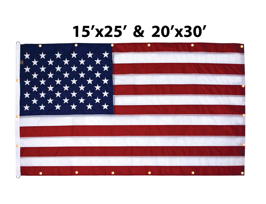 American flag for wall mounting with grommets along the edges.