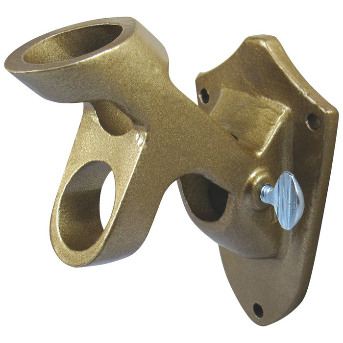 Gold flagpole bracket with 2 positions for 1" diameter poles