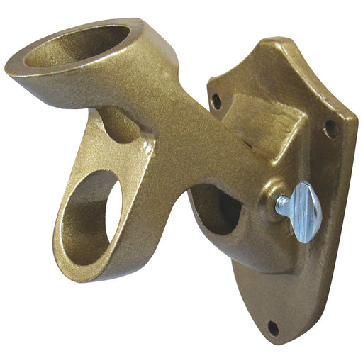 Gold flagpole bracket with 2 positions for 1" diameter poles