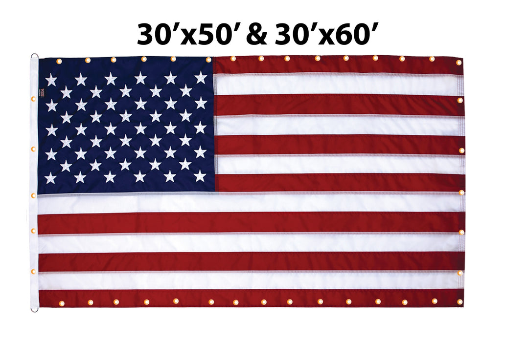 American flag for wall mounting with grommets along the edges.