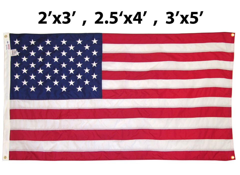 Nylon American Flag with Grommets Along Edges for Wall Hanging *Made in USA*