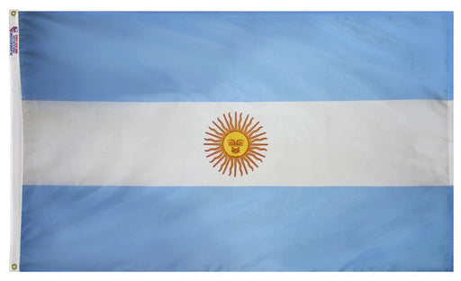 argentina flag 3x5 with sun of may outdoor nylon blue white stripes made in USA