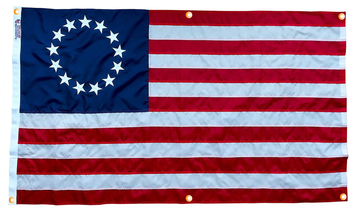 Betsy Ross WallSafe™ Nylon Wall-Mounted Flag | Reinforced Edge Grommets | Made in USA