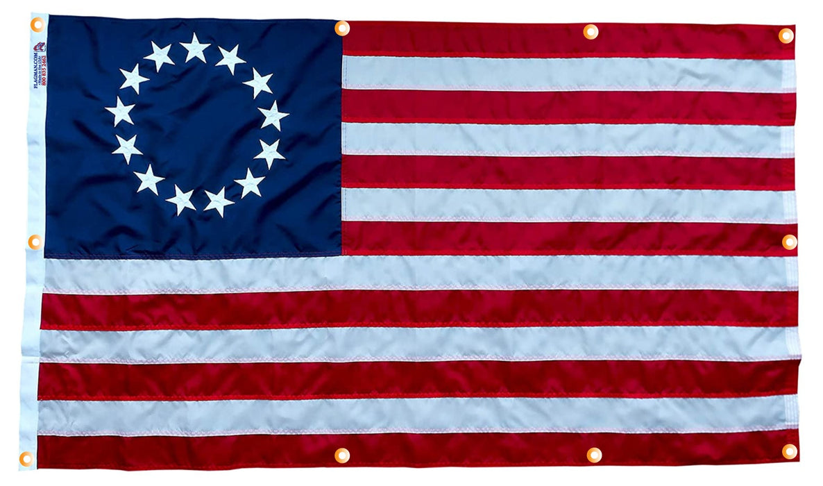 Betsy Ross WallSafe™ Nylon Wall-Mounted Flag | Reinforced Edge Grommets | Made in USA