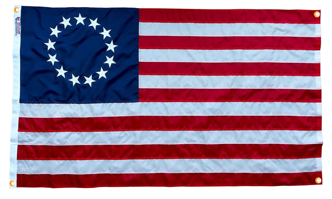 Betsy Ross WallSafe™ Nylon Wall-Mounted Flag | Reinforced Edge Grommets | Made in USA