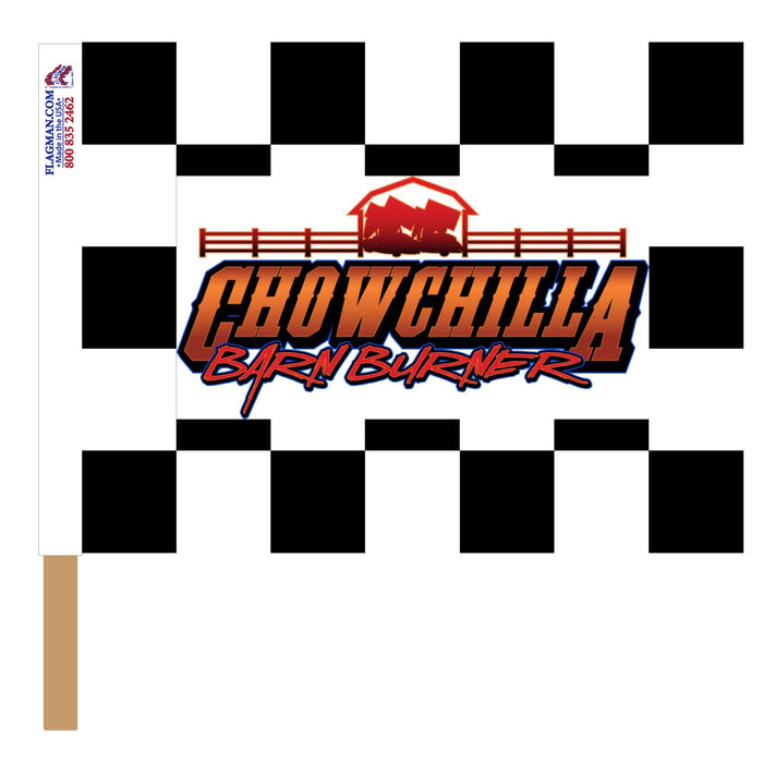Cowchilla Printed Checkered Flag - 24"x30" - Nylon - Single Reverse - Stapled to 32"x5/8" Dowel