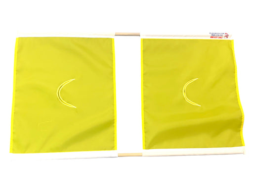 double yellow racing flag with wind slits