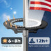 360 degree Halo solar LED flagpole light illumination at night