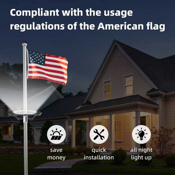 Halo solar flagpole light installed beneath American flag