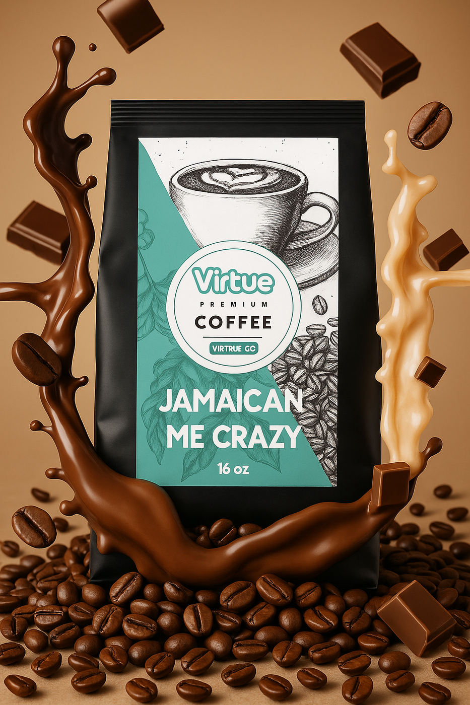 Jamaican Me Crazy (Chocolate Kahlua) Flavored Coffee 16oz Virtru