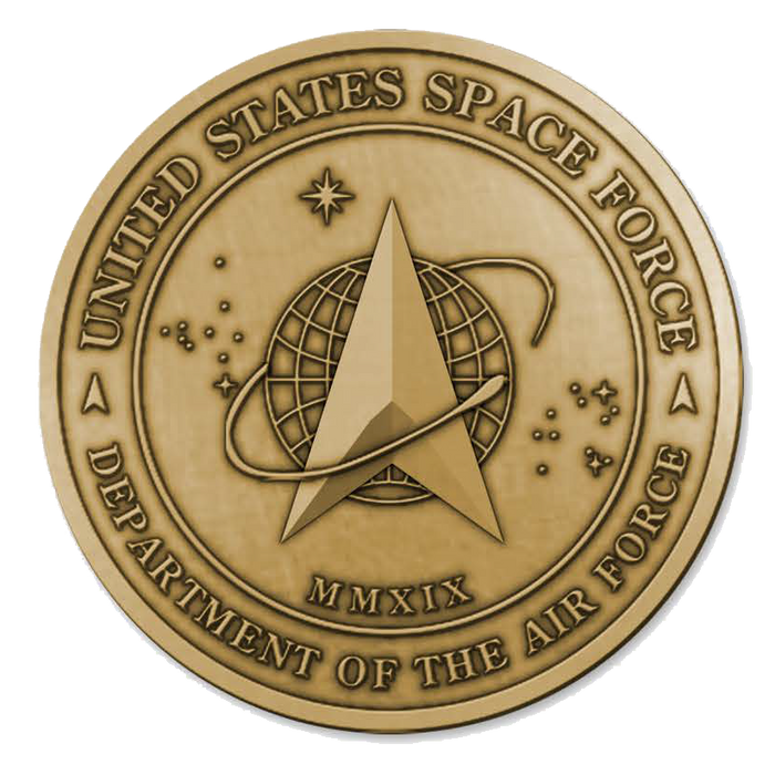 American walnut Army military cremation urn with Space Force brass engraved plate