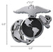 US Marine Corps emblem with dimensions on a white background