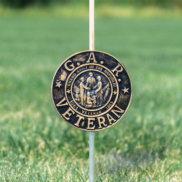 GAR Veteran Grave Marker & Flag Holder with Aluminum Ground Spike