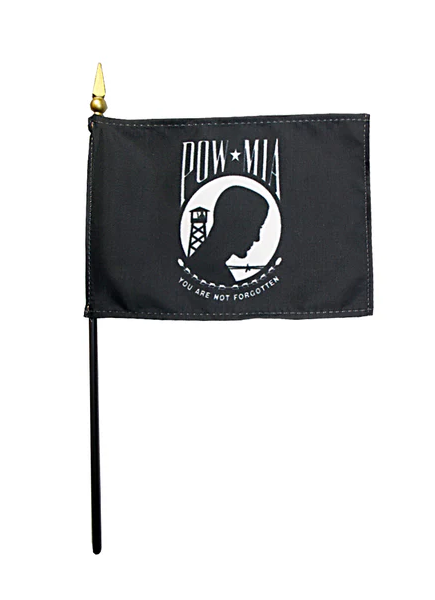 pow mia stick flag 4x6 desk flag black white you are not forgotten made in USA