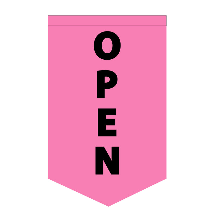 Sewn Pink OPEN Flag for business visibility 