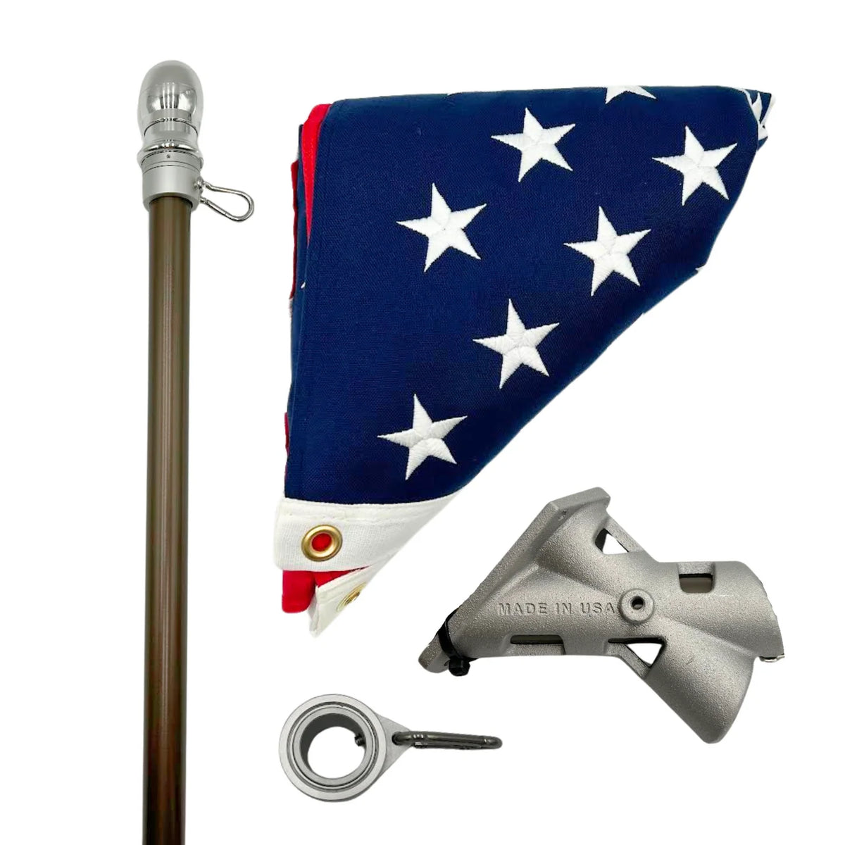 Complete U.S. Flag Kit – 3x5 High Wind Flag Pole & Bracket Made in