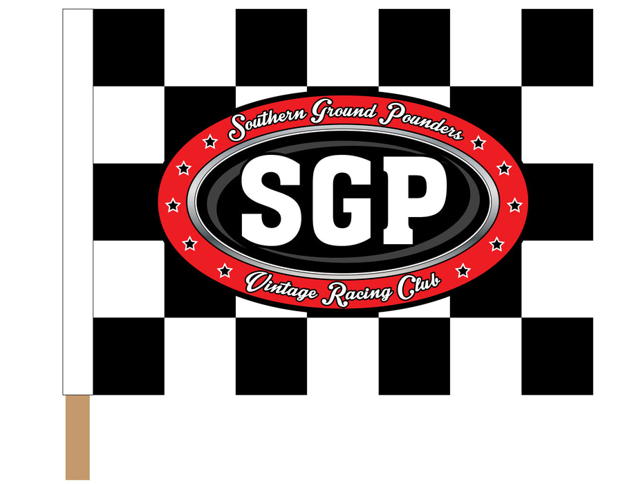 Southern Ground Pounders Printed Checkered - 24"x30" - Single Reverse - Stapled to 32"x5/8" Dowel