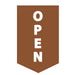 Sandalwood Brown OPEN Flag with White Letters