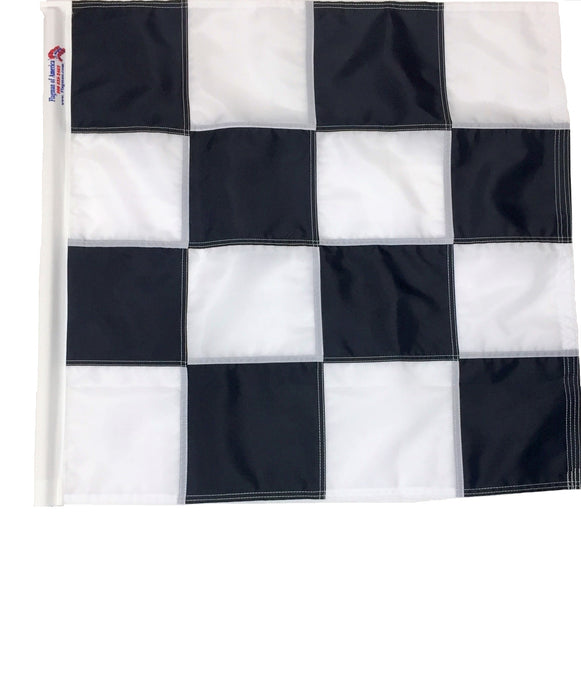 Sewn Flatlock Seam Black & White Checkered Racing Flag | Made in USA