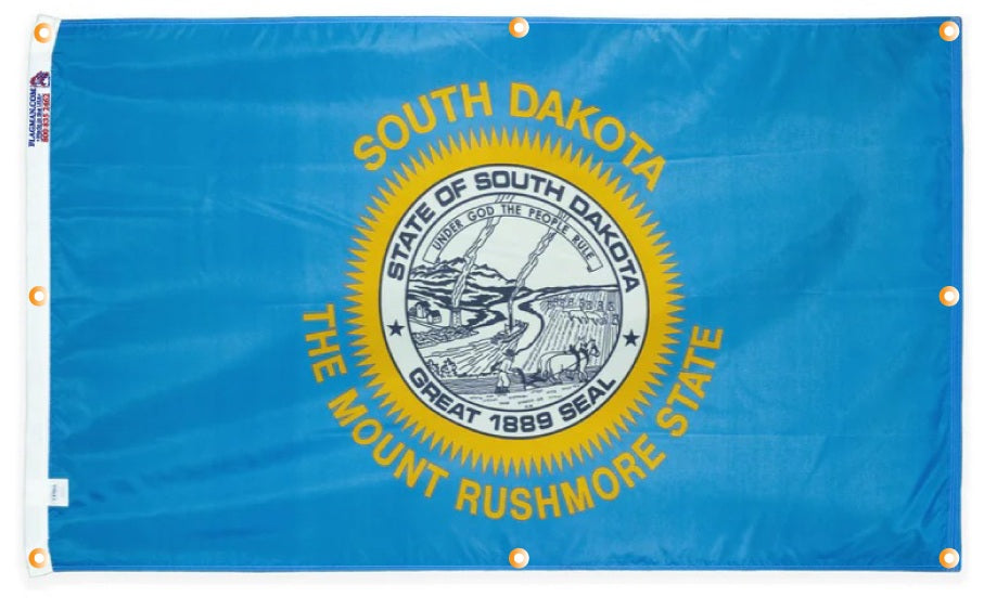 WallSafe™ Wall-Mounted South Dakota Flag | Reinforced Edge Grommets | Made in USA