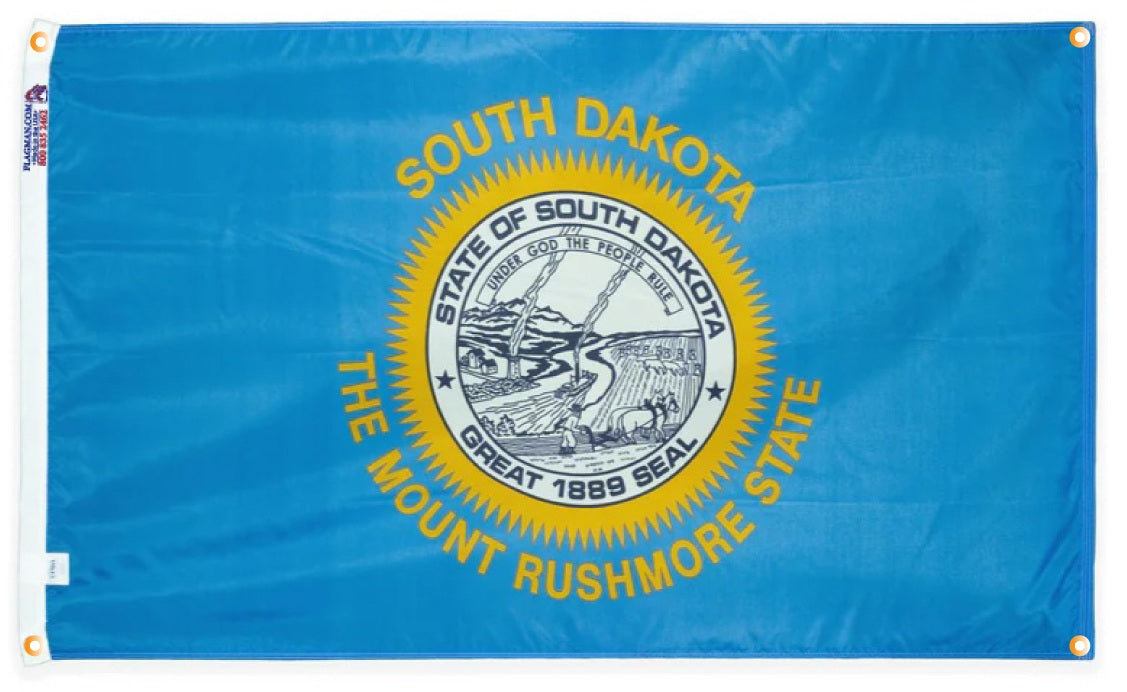 WallSafe™ Wall-Mounted South Dakota Flag | Reinforced Edge Grommets | Made in USA