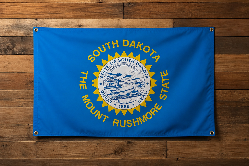 WallSafe™ Wall-Mounted South Dakota Flag | Reinforced Edge Grommets | Made in USA