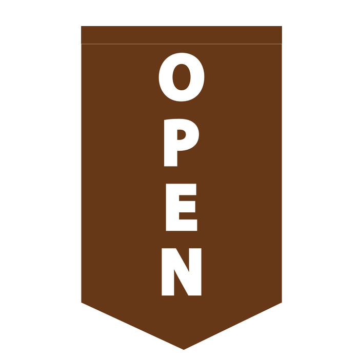 Spice Brown OPEN Flag with White Letters