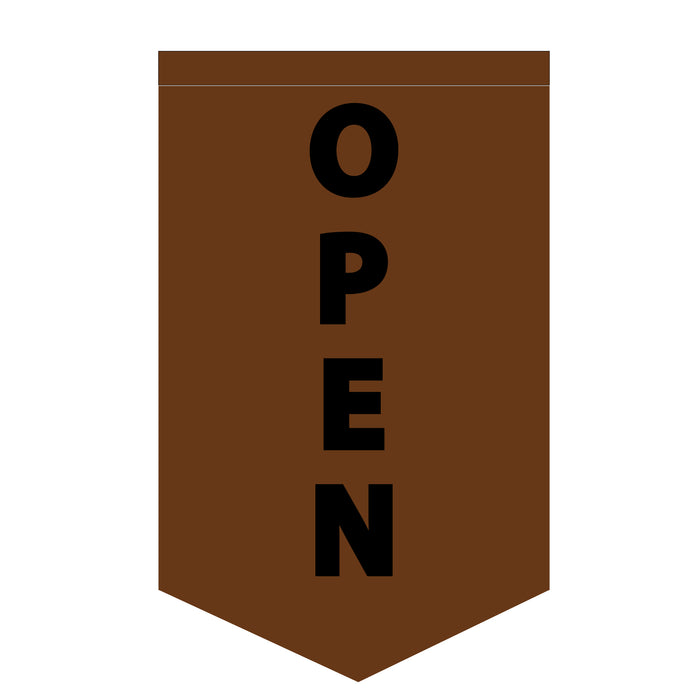 Spice Brown OPEN Flag with Black Letters