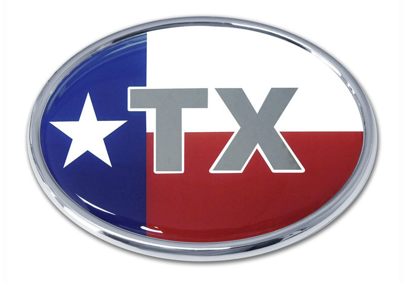 Texas Flag Oval Chrome Auto Emblem
