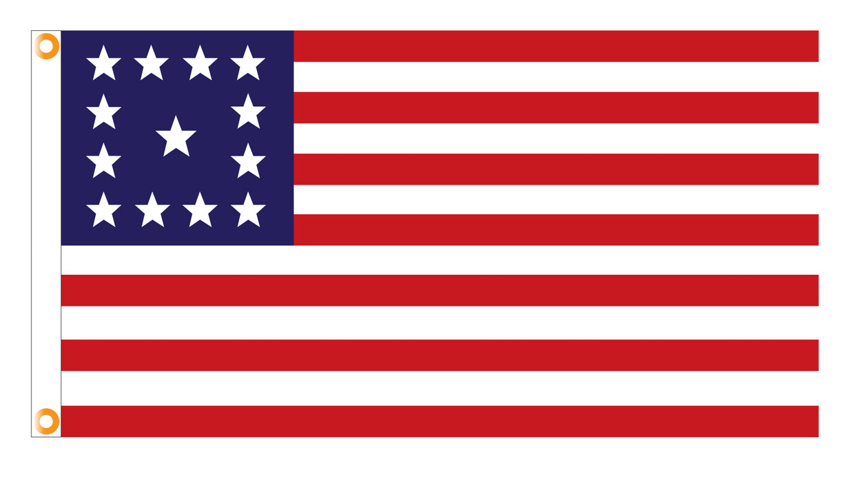 Sewn 13 Star American National Flag Trumbull Pattern