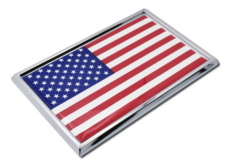 American Flag Chrome Car Emblem
