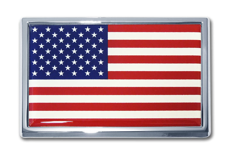 American Flag Chrome Car Emblem