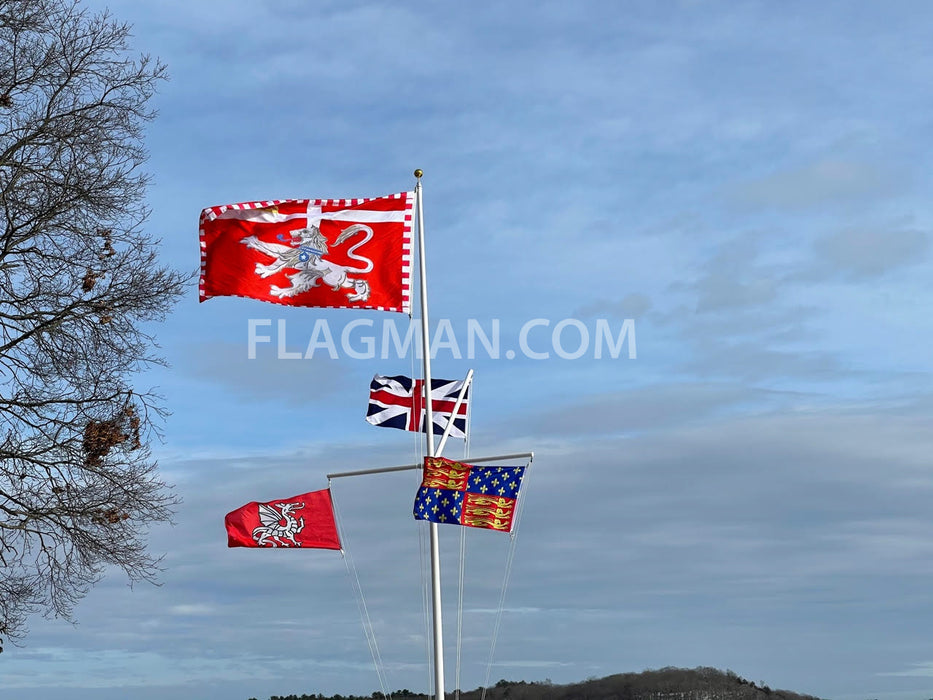 Fiberglass Flagpole with Yardarm & Gaff & Hinged Base