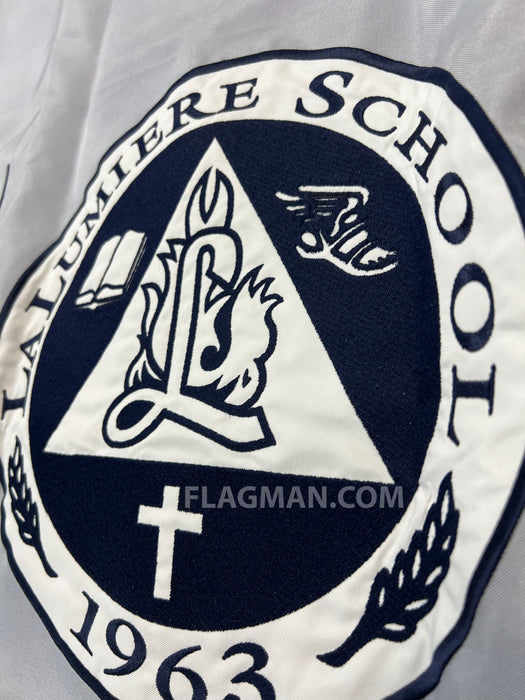 Embroidered school flag for sale.