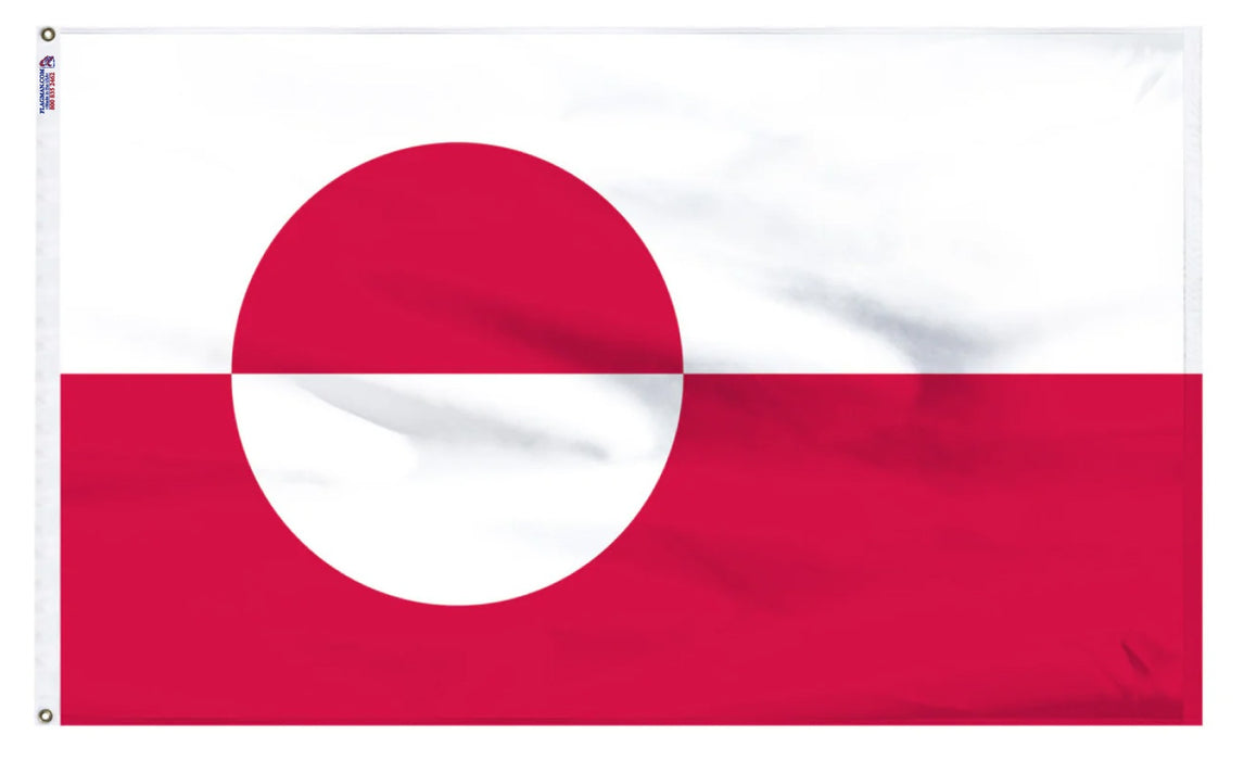 Greenland outdoor flag made in USA red and white nylon with brass grommets