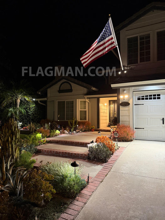 wall mount aluminum flagpole off a home