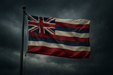 Realistic looking Hawaii flag flying on a flagpole in rainy/windy conditions to show the flag material is strong while keeping the flag visible 