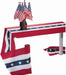 Red white and blue patriotic bunting bolt fabric roll with sewn stripes made in USA for event and holiday decoration