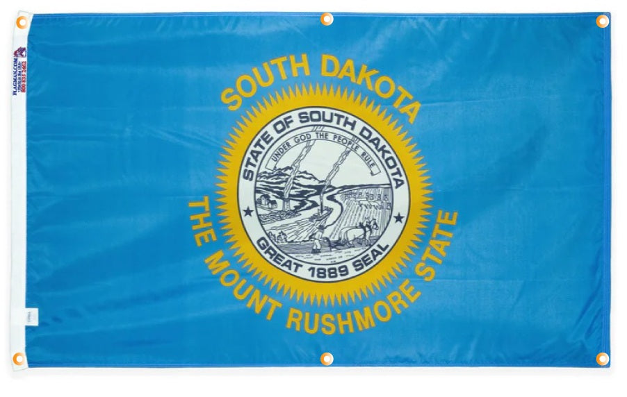 WallSafe™ Wall-Mounted South Dakota Flag | Reinforced Edge Grommets | Made in USA
