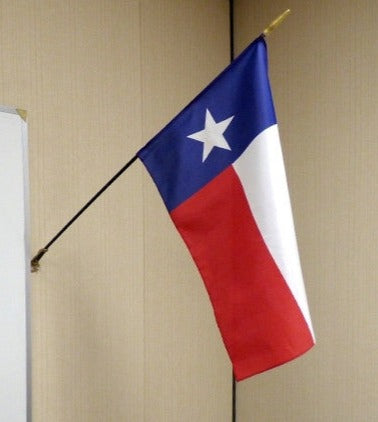 12"x18" Texas Classroom Flag - Mounted on 30"x3/8" Wood Staff