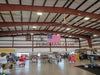 American Flag customized to display in an airplane hanger 