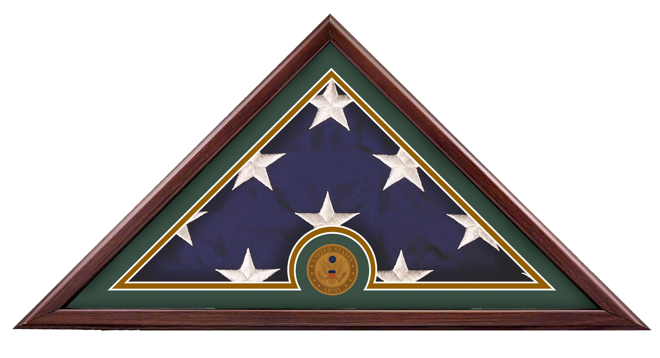Mass Produced Military Flag Display Case (5'x9.5') with Medallion - Made in USA